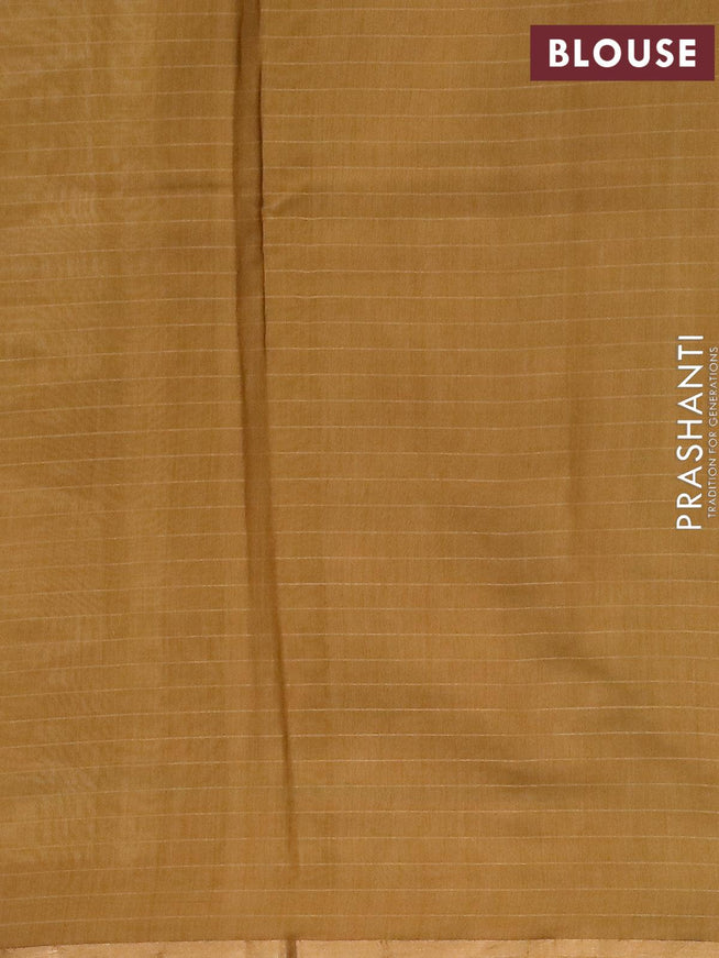 Maheshwari silk cotton saree elaichi green shade with allover prints and zari woven piping border - {{ collection.title }} by Prashanti Sarees