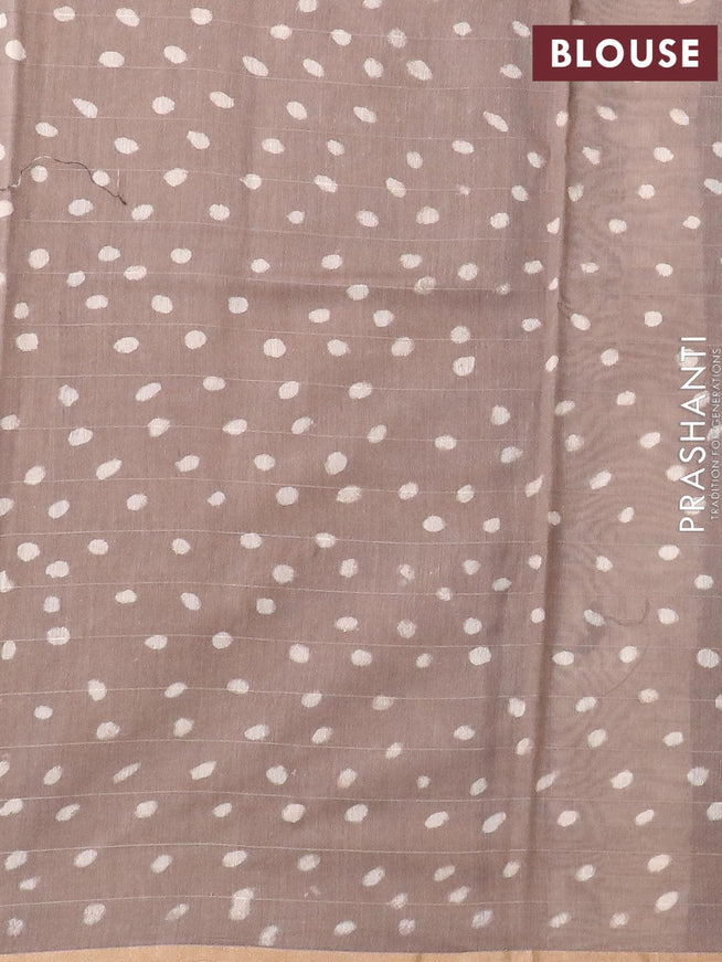Maheshwari silk cotton saree grey shade with allover geometric prints and zari woven piping border - {{ collection.title }} by Prashanti Sarees