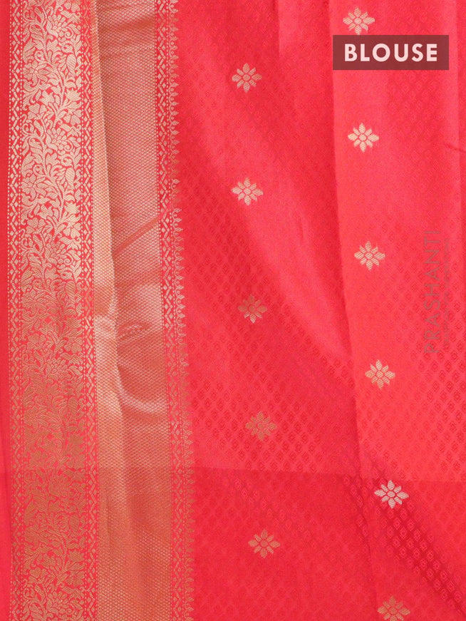 Malai silk saree brown shade and red with allover self emboss ikat prints and zari woven border - {{ collection.title }} by Prashanti Sarees