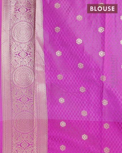 Malai silk saree green and purple with allover self emboss prints and zari woven border - {{ collection.title }} by Prashanti Sarees