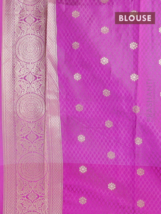 Malai silk saree green and purple with allover self emboss prints and zari woven border - {{ collection.title }} by Prashanti Sarees
