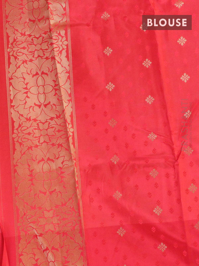 Malai silk saree grey and red with allover self emboss floral prints and floral zari woven border - {{ collection.title }} by Prashanti Sarees