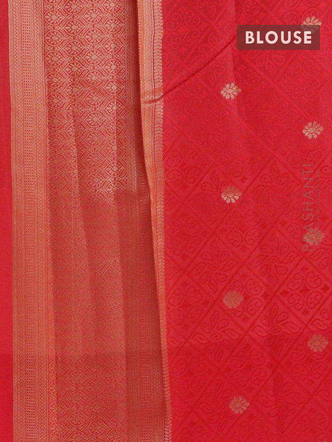 Malai silk saree grey and red with allover self emboss floral prints and zari woven border - {{ collection.title }} by Prashanti Sarees