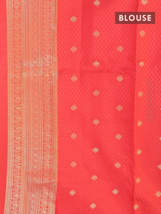 Malai silk saree grey and red with allover self emboss floral prints and zari woven border - {{ collection.title }} by Prashanti Sarees