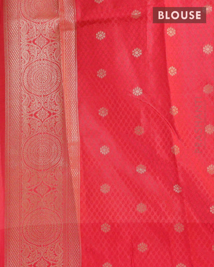 Malai silk saree grey and red with allover self emboss prints and zari woven border - {{ collection.title }} by Prashanti Sarees