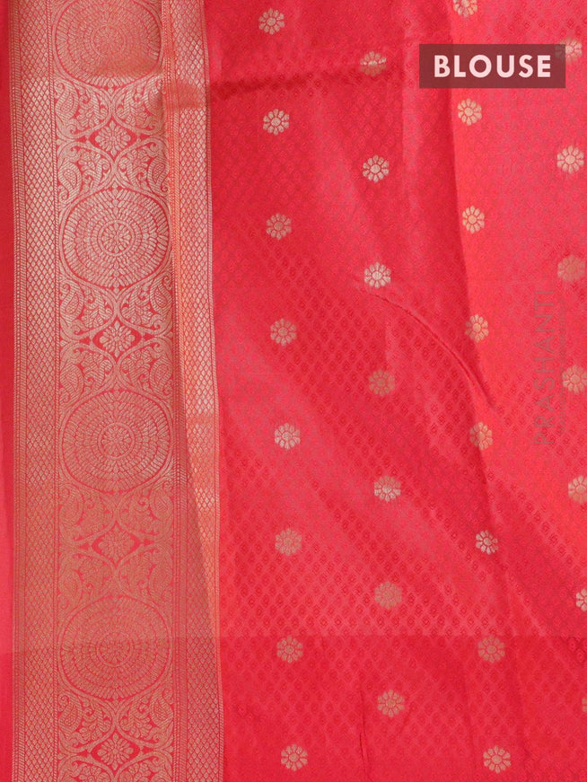Malai silk saree grey and red with allover self emboss prints and zari woven border - {{ collection.title }} by Prashanti Sarees