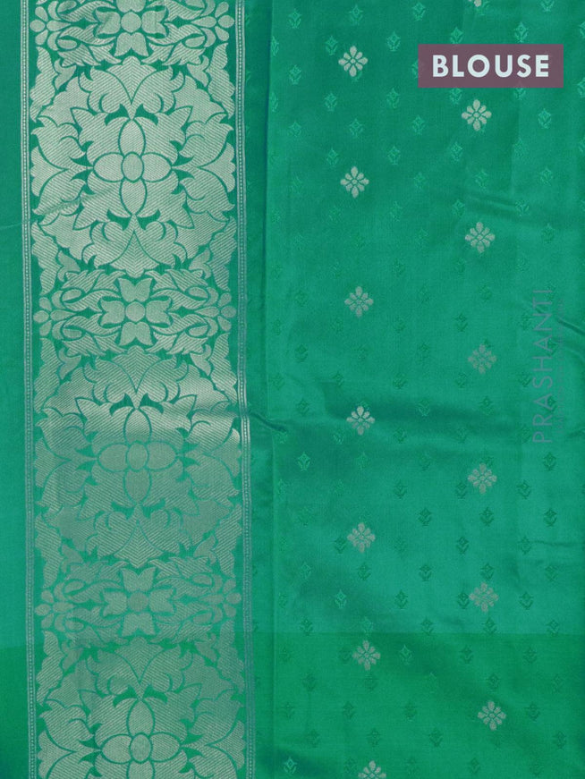 Malai silk saree lavender shade and blue shade with allover self emboss floral prints and floral zari woven border - {{ collection.title }} by Prashanti Sarees