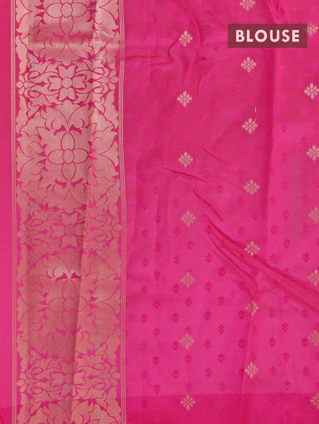 Malai silk saree light blue and pink with allover self emboss floral prints and floral zari woven border - {{ collection.title }} by Prashanti Sarees