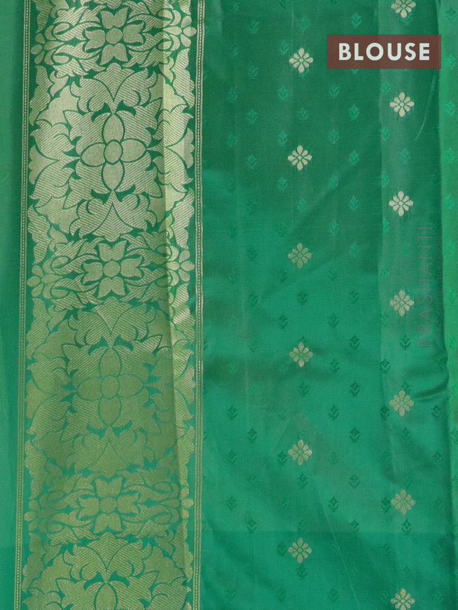 Malai silk saree mustard yellow and green with allover self emboss floral prints and floral zari woven border - {{ collection.title }} by Prashanti Sarees