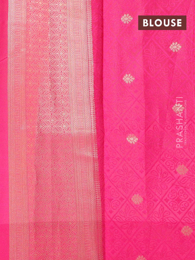 Malai silk saree mustard yellow and pink with allover self emboss prints and zari woven border - {{ collection.title }} by Prashanti Sarees