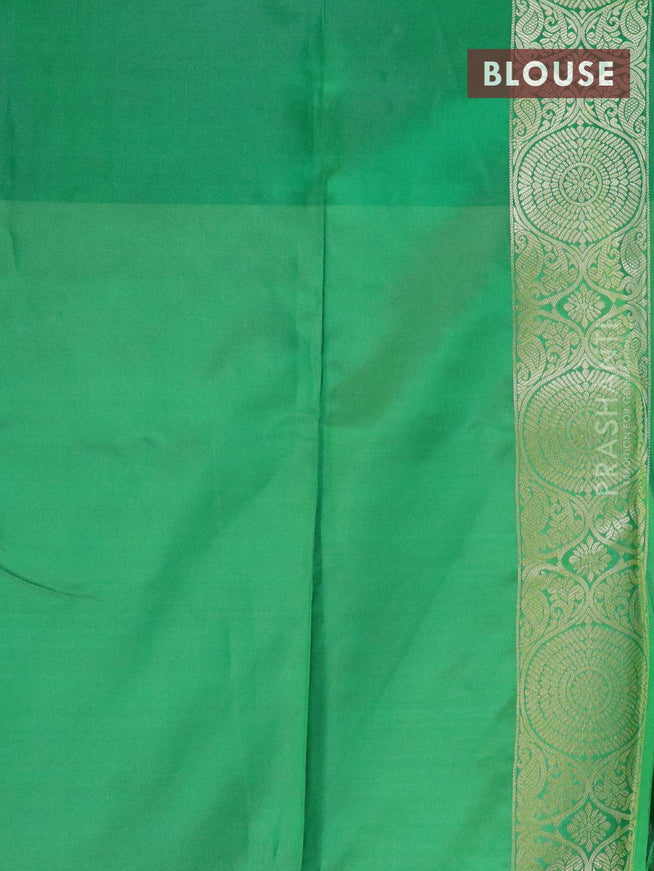 Malai silk saree pastel brown and green with allover self emboss floral prints and zari woven border - {{ collection.title }} by Prashanti Sarees