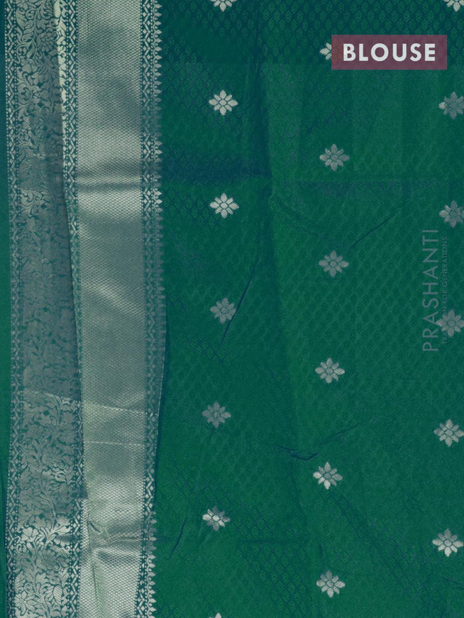 Malai silk saree pink and blue shade with allover self emboss ikat prints and zari woven border - {{ collection.title }} by Prashanti Sarees