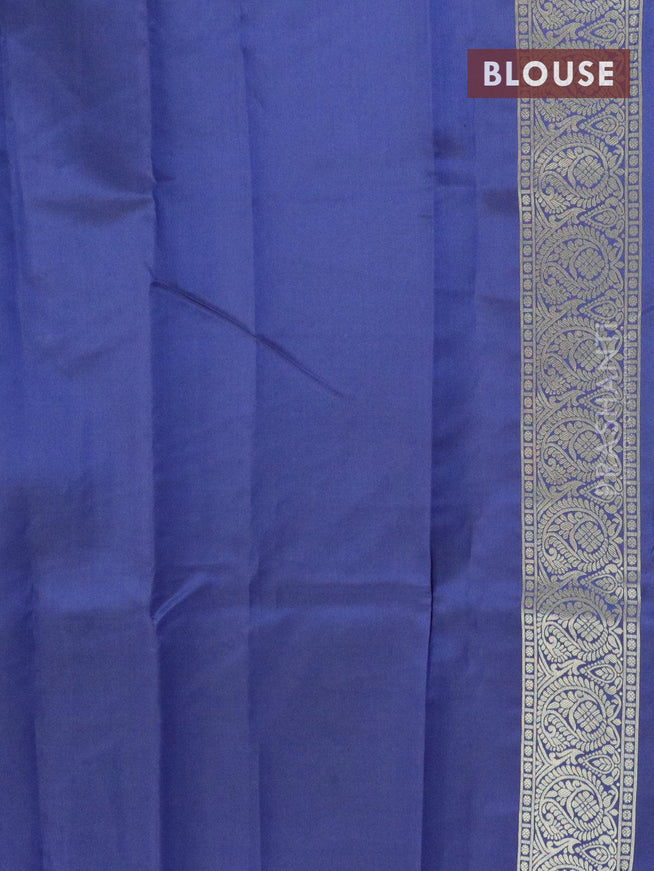 Malai silk saree pink and blue with allover self emboss floral prints and zari woven border - {{ collection.title }} by Prashanti Sarees