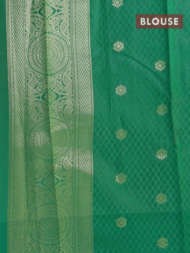 Malai silk saree pink and green with allover self emboss prints and zari woven border - {{ collection.title }} by Prashanti Sarees