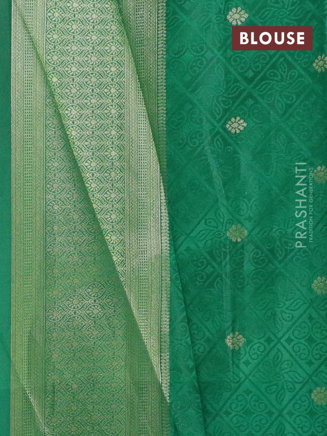 Malai silk saree pink and green with allover self emboss prints and zari woven border - {{ collection.title }} by Prashanti Sarees