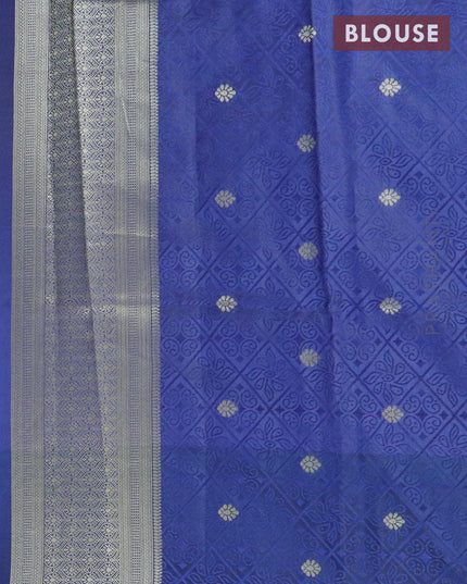 Malai silk saree pink shade and blue shade with allover self emboss floral prints and zari woven border - {{ collection.title }} by Prashanti Sarees