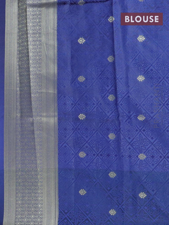 Malai silk saree pink shade and blue shade with allover self emboss floral prints and zari woven border - {{ collection.title }} by Prashanti Sarees