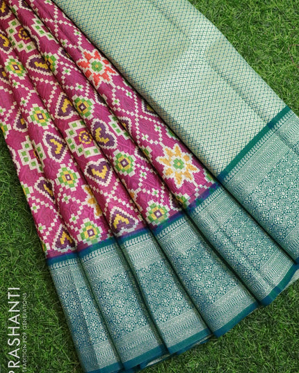 Malai silk saree purple and blue shade with allover self emboss prints and zari woven border - {{ collection.title }} by Prashanti Sarees