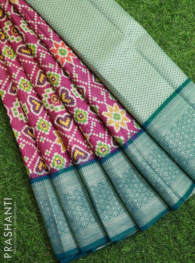Malai silk saree purple and blue shade with allover self emboss prints and zari woven border - {{ collection.title }} by Prashanti Sarees