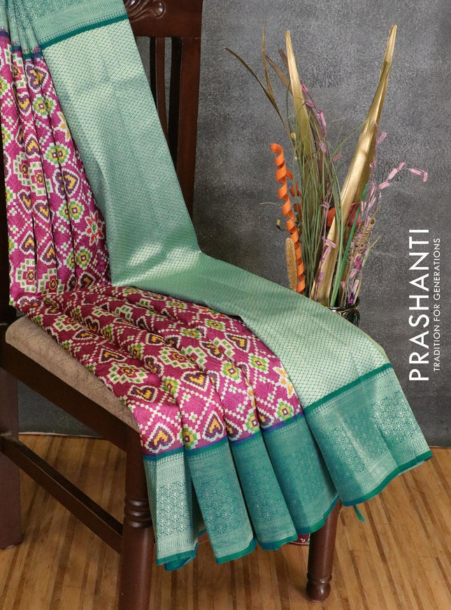 Malai silk saree purple and blue shade with allover self emboss prints and zari woven border - {{ collection.title }} by Prashanti Sarees