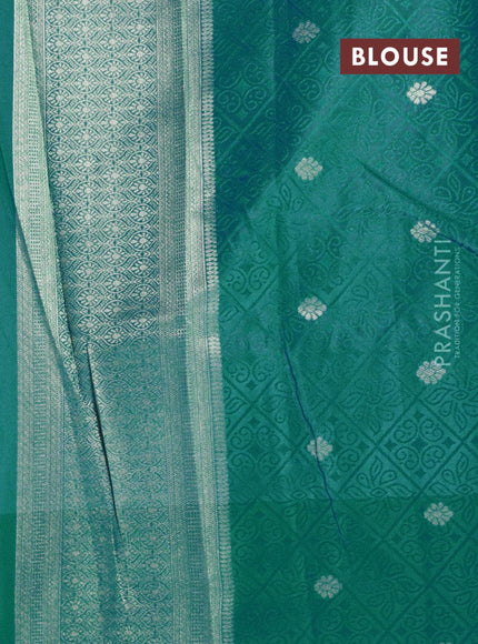 Malai silk saree purple and blue shade with allover self emboss prints and zari woven border - {{ collection.title }} by Prashanti Sarees