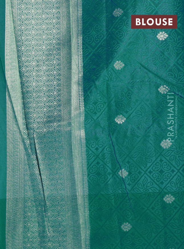 Malai silk saree purple and blue shade with allover self emboss prints and zari woven border - {{ collection.title }} by Prashanti Sarees