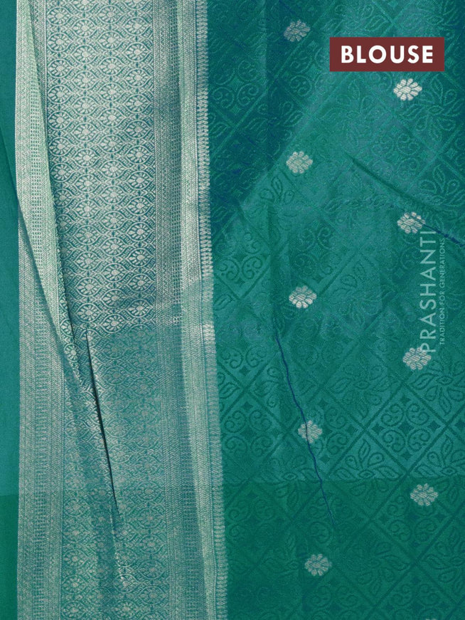 Malai silk saree purple and blue shade with allover self emboss prints and zari woven border - {{ collection.title }} by Prashanti Sarees