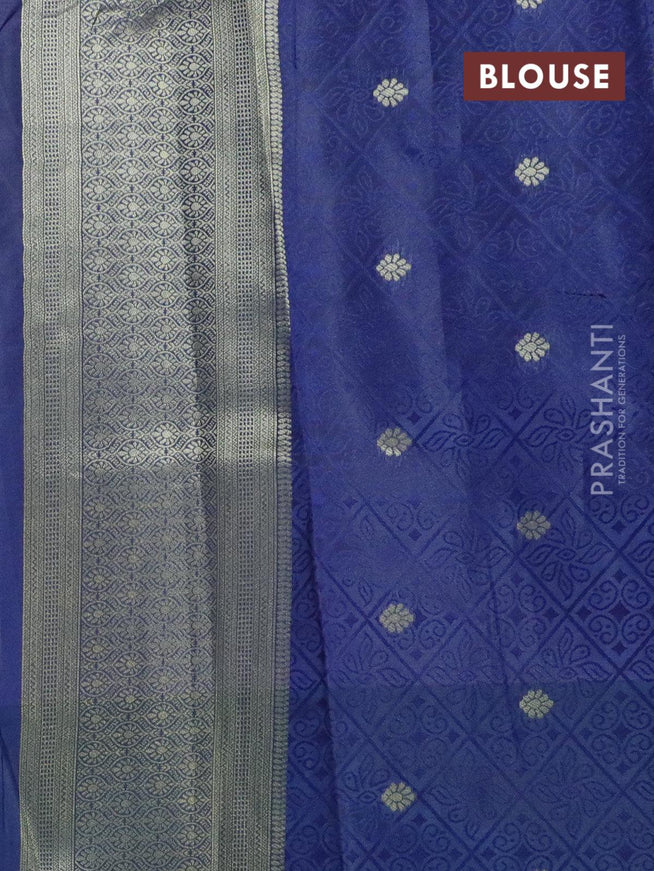 Malai silk saree red and blue shade with allover self emboss prints and zari woven border - {{ collection.title }} by Prashanti Sarees