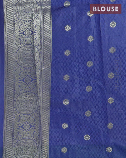 Malai silk saree red and blue with allover self emboss prints and zari woven border - {{ collection.title }} by Prashanti Sarees
