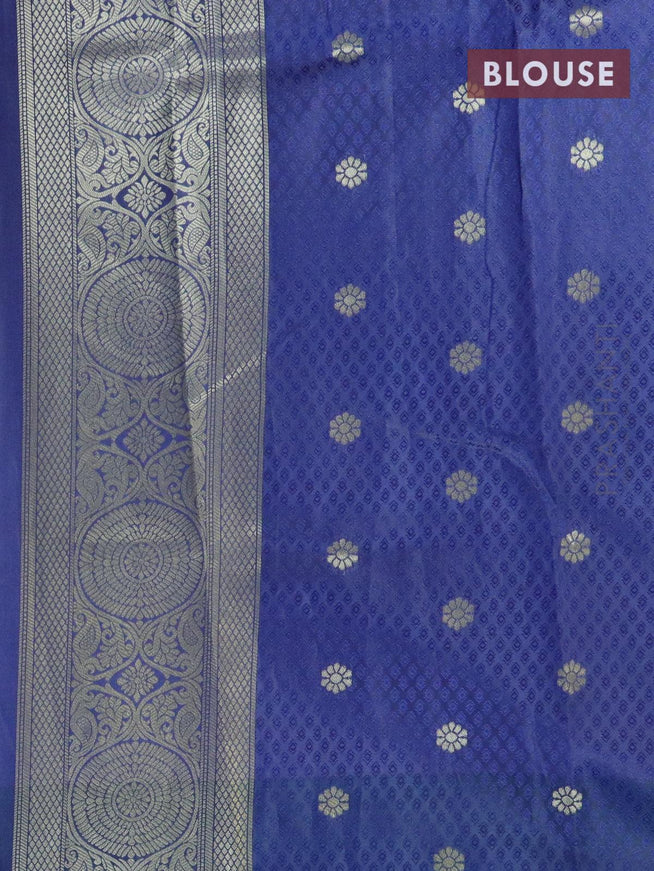 Malai silk saree red and blue with allover self emboss prints and zari woven border - {{ collection.title }} by Prashanti Sarees