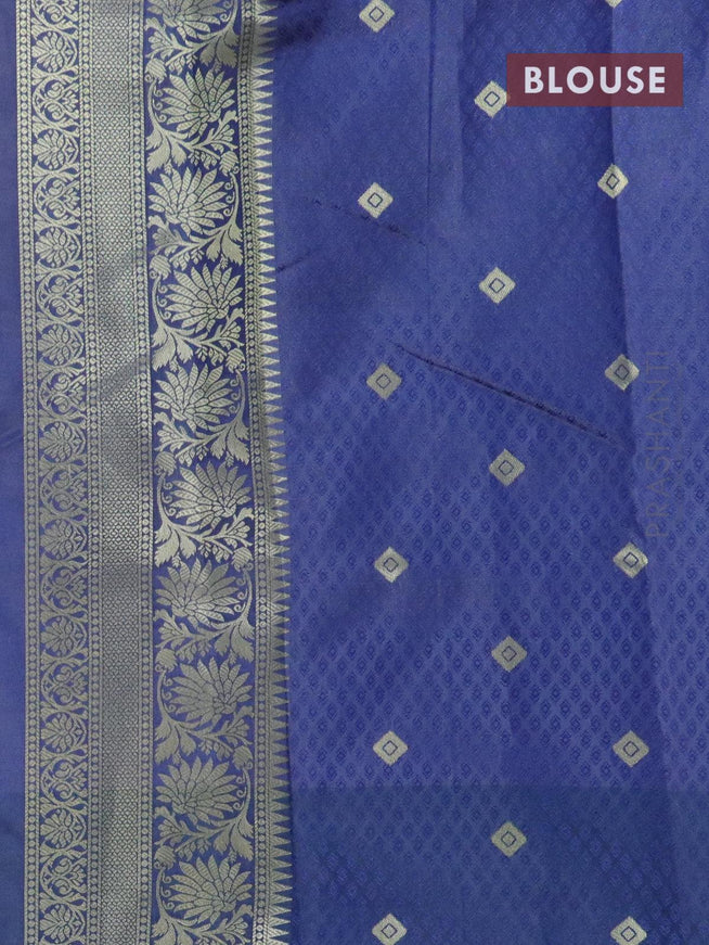 Malai silk saree red and peacock blue with allover self emboss ikat prints and floral zari woven border - {{ collection.title }} by Prashanti Sarees