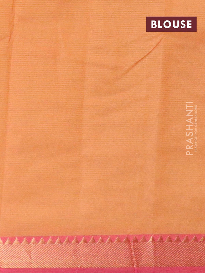 Mangalgiri silk cotton saree light green and pink shade with pichwai prints and small zari woven border - {{ collection.title }} by Prashanti Sarees
