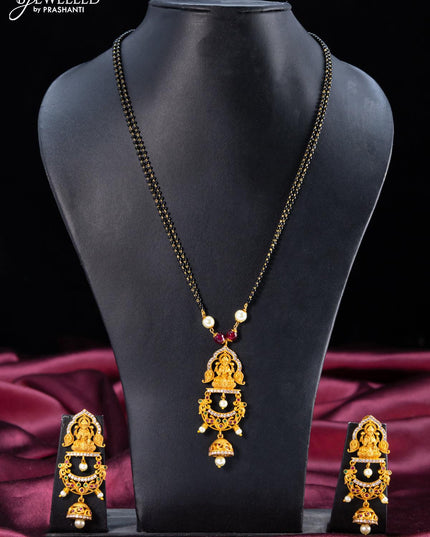 Mangalsutra double layer with kemp and cz stone lakshmi pendant - {{ collection.title }} by Prashanti Sarees