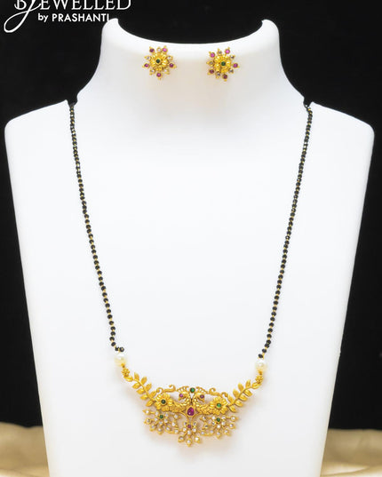 Mangalsutra peacock design with kemp and cz stone - {{ collection.title }} by Prashanti Sarees