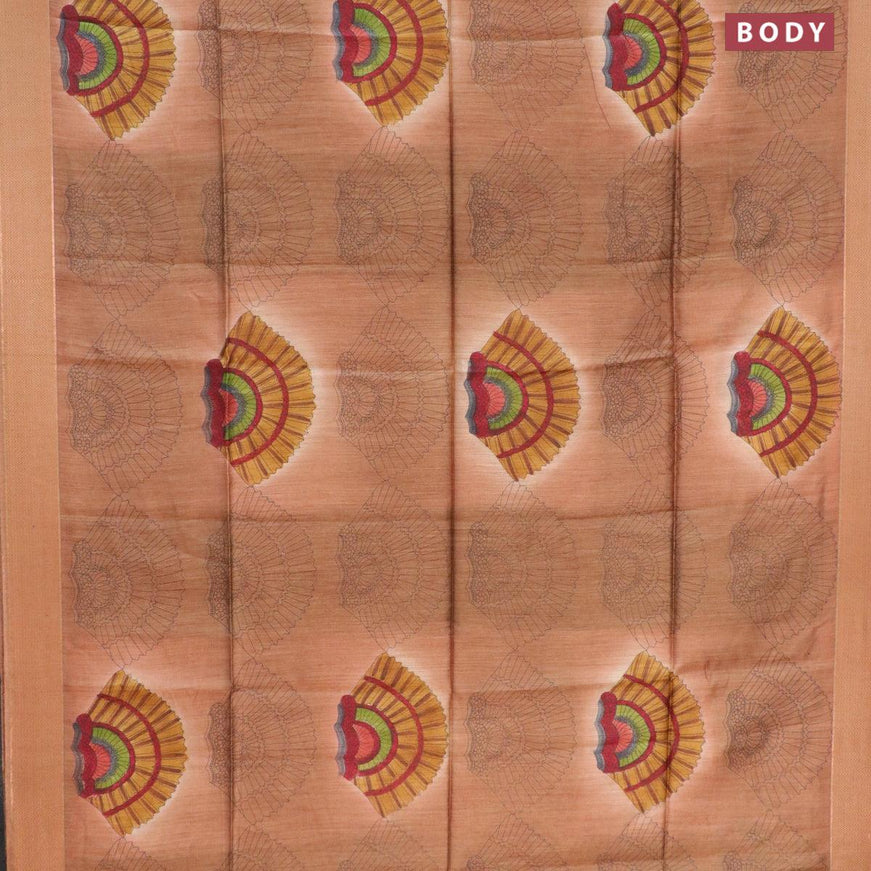 Munga silk saree brown with allover prints and woven border - {{ collection.title }} by Prashanti Sarees