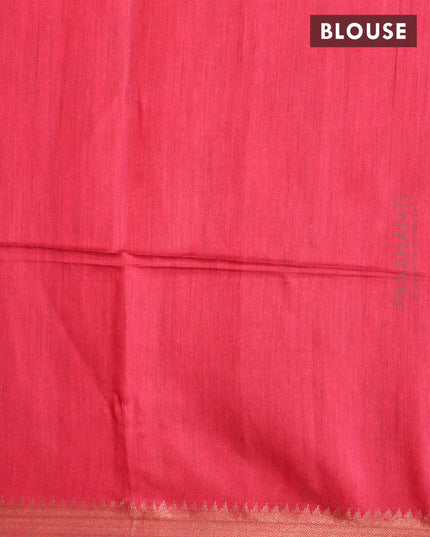 Munga silk saree grey and red with allover prints and zari woven border - {{ collection.title }} by Prashanti Sarees