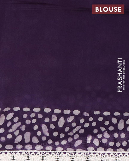 Organza saree blue with allover batik prints and crocia lace work border - {{ collection.title }} by Prashanti Sarees