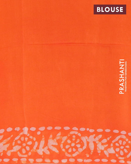 Organza saree orange with allover batik prints and bom lace work border - {{ collection.title }} by Prashanti Sarees