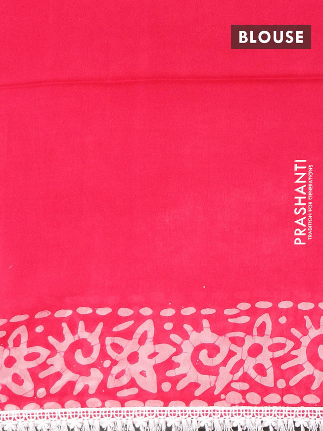 Organza saree pink with allover batik prints and crocia lace work border - {{ collection.title }} by Prashanti Sarees
