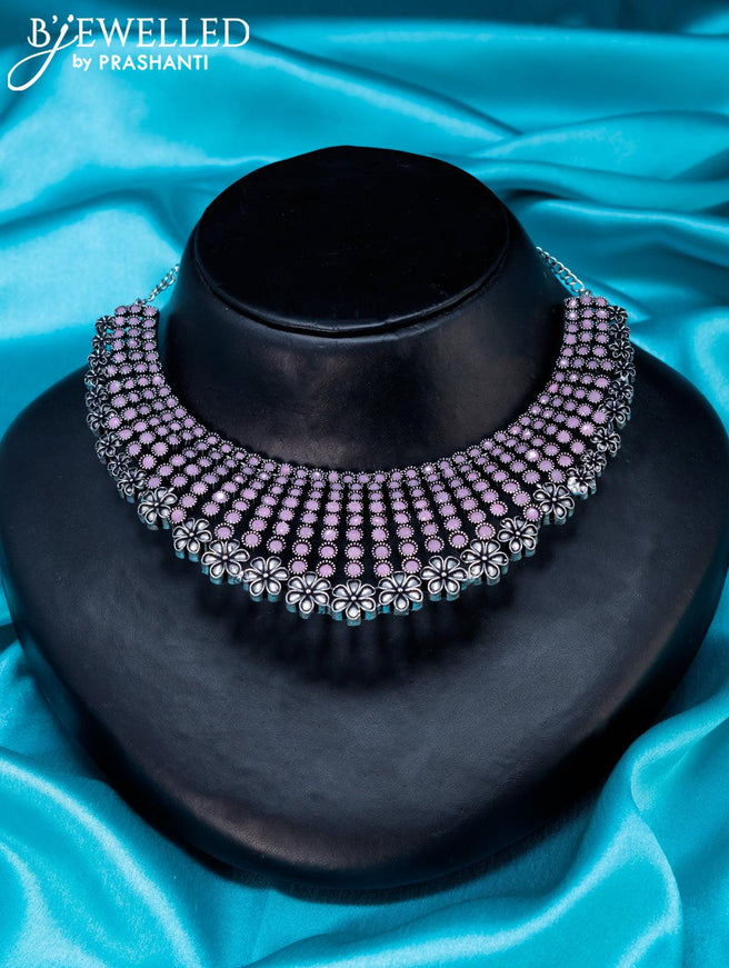 Oxidised Choker with baby pink stone - {{ collection.title }} by Prashanti Sarees