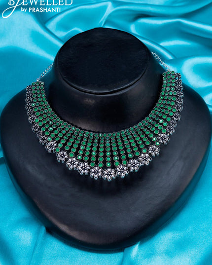 Oxidised choker with emerald stone - {{ collection.title }} by Prashanti Sarees