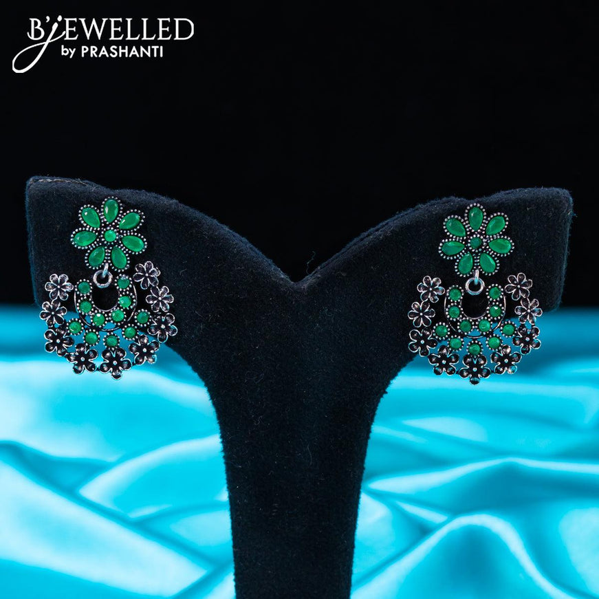 Oxidised choker with emerald stone - {{ collection.title }} by Prashanti Sarees