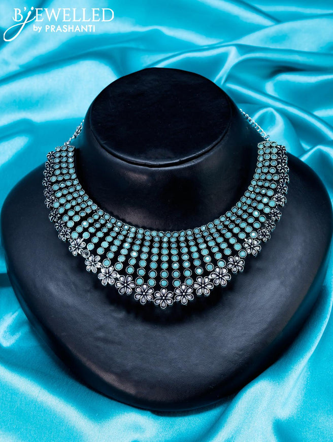 Oxidised choker with light blue stone - {{ collection.title }} by Prashanti Sarees