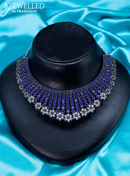 Oxidised choker with sapphire stone - {{ collection.title }} by Prashanti Sarees