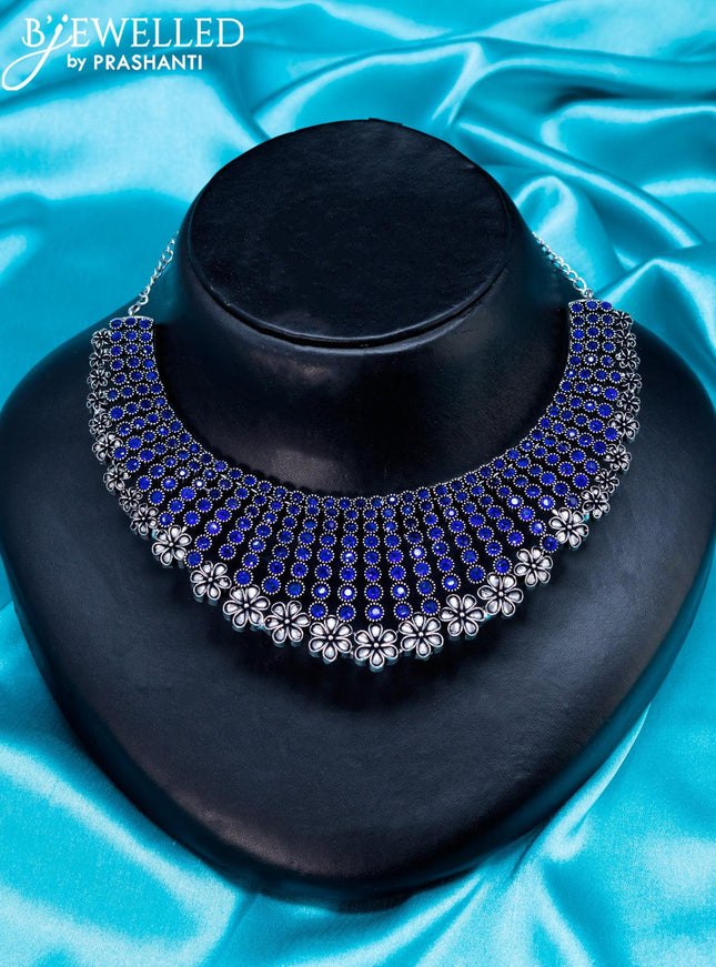 Oxidised choker with sapphire stone - {{ collection.title }} by Prashanti Sarees