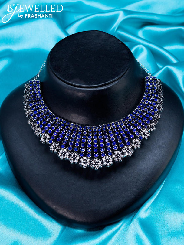 Oxidised choker with sapphire stone - {{ collection.title }} by Prashanti Sarees