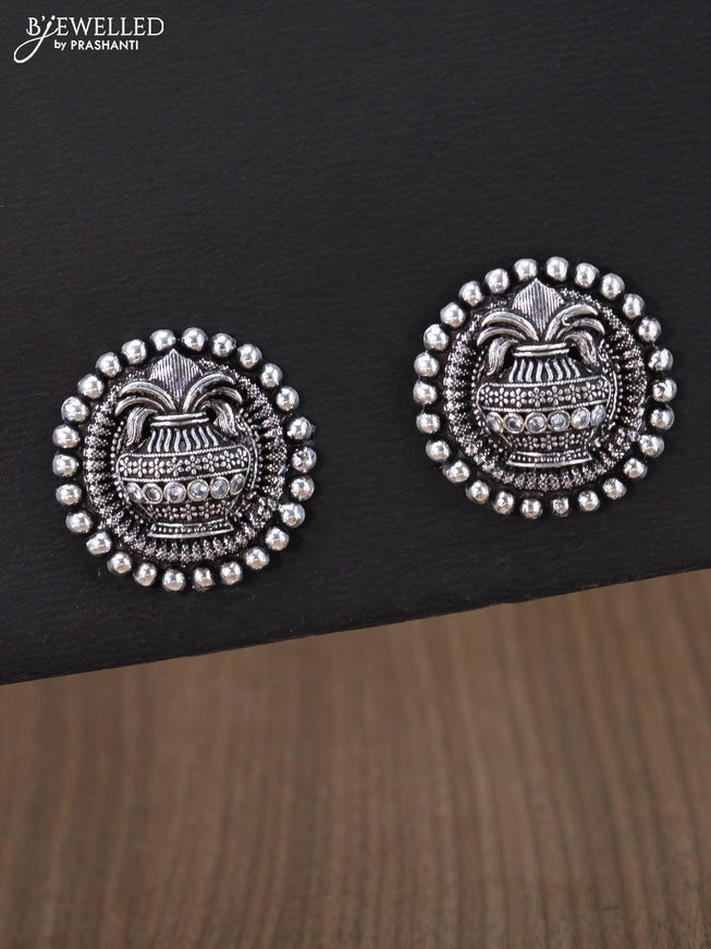 Oxidised earring kalash design with cz stone - {{ collection.title }} by Prashanti Sarees