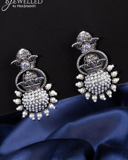Oxidised earring with multicolour stones and pearl - {{ collection.title }} by Prashanti Sarees