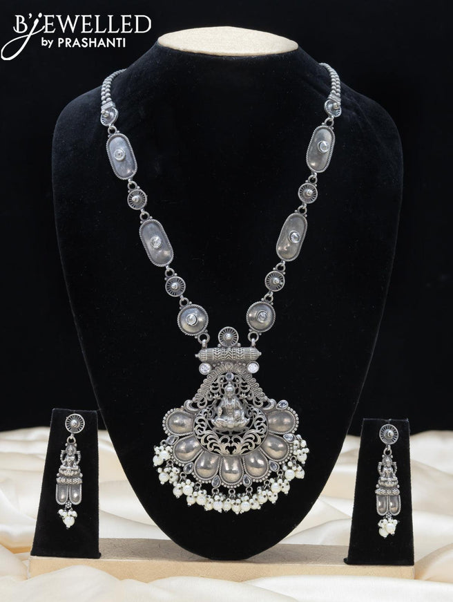 Oxidised haaram with cz stone and lakshmi pendant - {{ collection.title }} by Prashanti Sarees