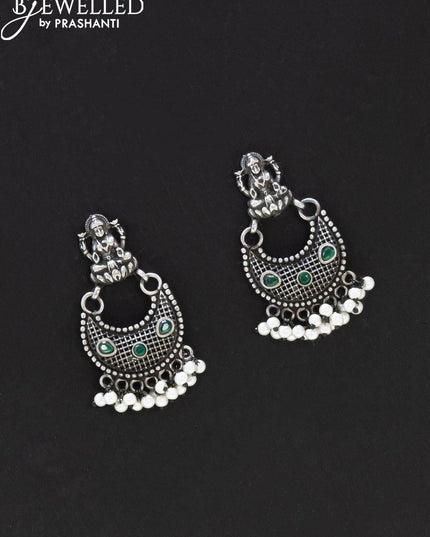 Oxidised haaram with emerald stone and lakshmi pendant - {{ collection.title }} by Prashanti Sarees